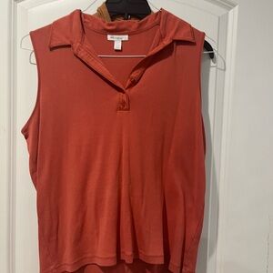 Sleeveless Collared Tank Top - Rust